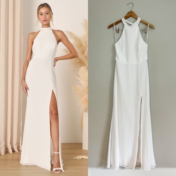 Lulus Dresses & Skirts - Captured Your Heart White Halter Maxi Dress